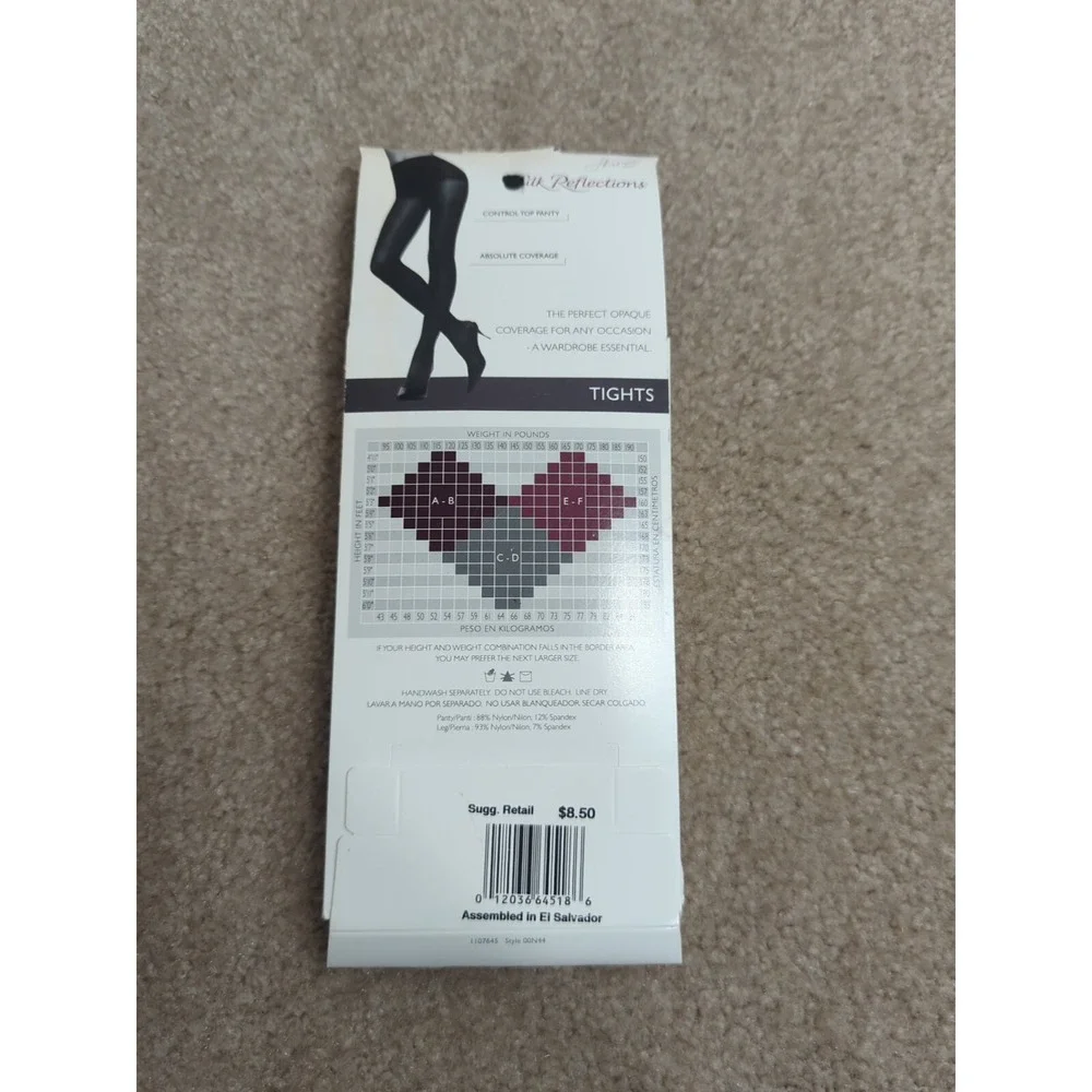 Hanes Silk Reflections Control Top Opaque Tights‎ Charcoal Size AB